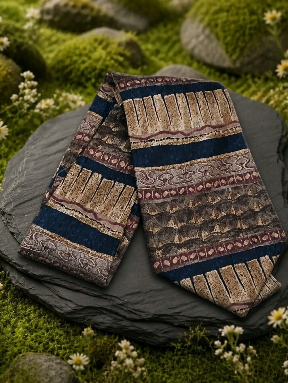 Classic Patterned Silk Hand Made Men's Tie in Brown/Tan Textured (1184)